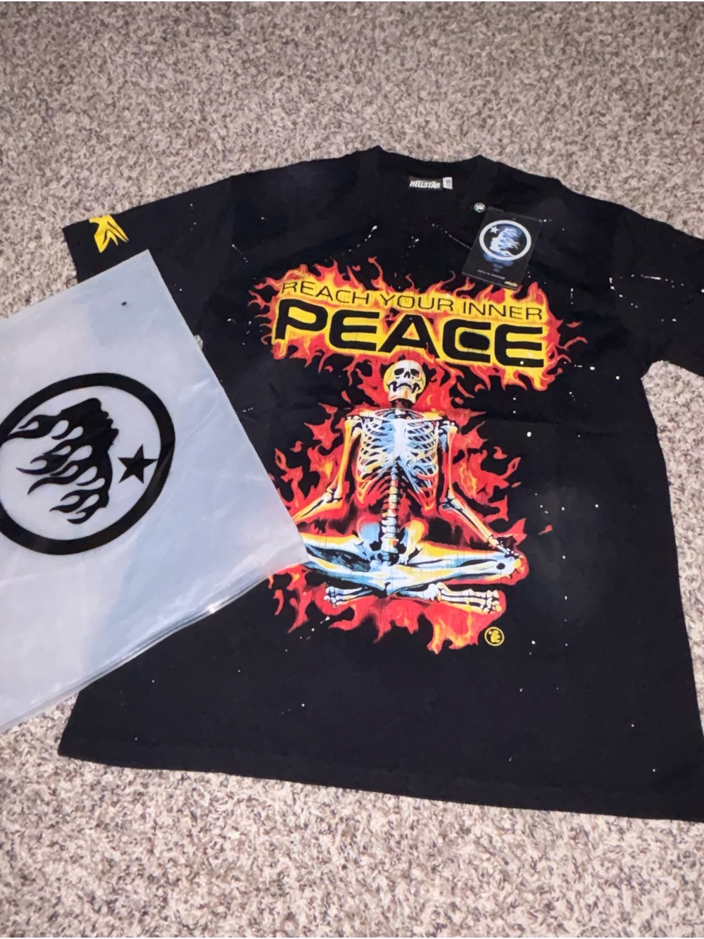 Peace Skeleton Graphic Tee - Black & Red - Unbranded